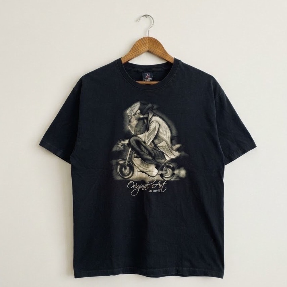 Jordan Craig Mens 3XL Black Graphic Tee Original Art 20 World Scooter T-Shirt